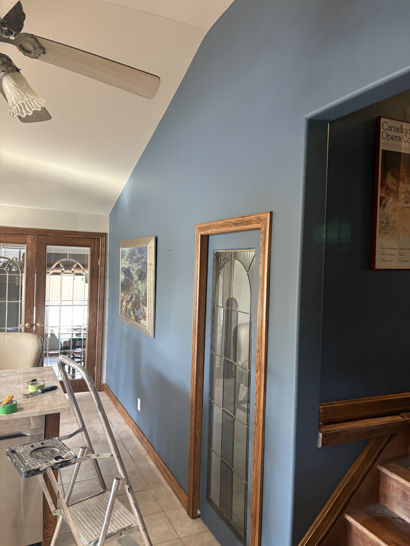 Open-plan blue walls